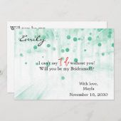 Green Glitter Minimal Script Bruidsmeisje Voorstel Kaart (Voorkant / Achterkant)