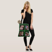 Green glitter Modern 4 Photo Collage BFF Canvas ta Tote Bag (Op model)