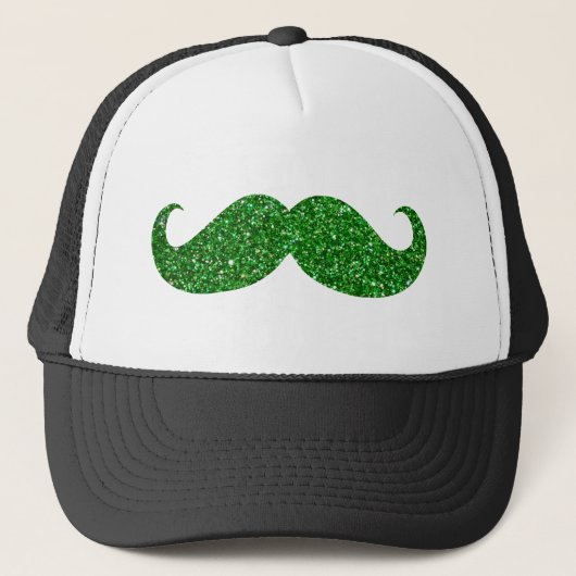 Green Glitter Mustache Trucker Pet (Voorkant)