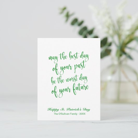 Green Glitter Old Irish Blessing St. Patrick's Day Briefkaart (Staand voorkant)