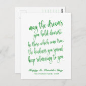 Green Glitter Old Irish Blessing St. Patrick's Day Briefkaart (Voorkant / Achterkant)