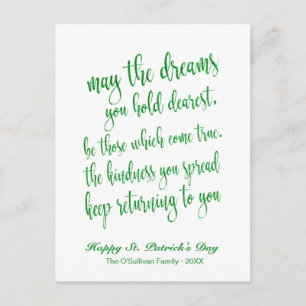 Green Glitter Old Irish Blessing St. Patrick's Day Briefkaart