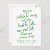 Green Glitter Old Irish Blessing St. Patrick's Day Briefkaart (Voorkant / Achterkant)