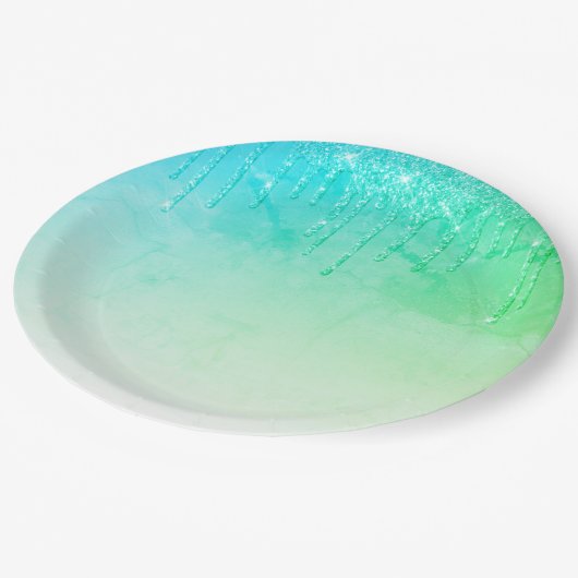 Green Glitter Ombré Glam Sparkles Papieren Bordje (Gekanteld)