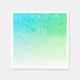 Green Glitter Ombré Glam Sparkles  Party Servet