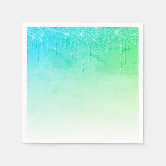 Green Glitter Ombré Glam Sparkles  Party Servet (Voorkant)