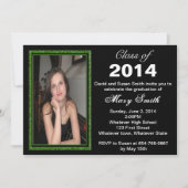 Green Glitter Photo Lijst Afstuderen Invitation Kaart (Voorkant)