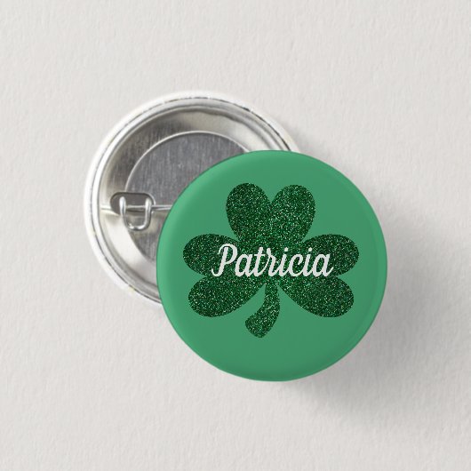 Green Glitter Shamrock Clover St Patrick's Day Ronde Button 3,2 Cm (Voorkant /achterkant)
