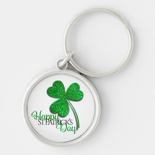 Green Glitter Shamrock Happy St Patrick’s Day  T-S Sleutelhanger (Voorkant)