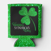 Green Glitter Shamrock Happy St Patrick's Day Blikjeskoeler (Voorkant)