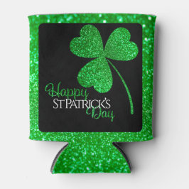 Green Glitter Shamrock Happy St Patrick's Day Blikjeskoeler