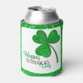 Green Glitter Shamrock Happy St Patrick's Day Blikjeskoeler (Blikje Voorkant)