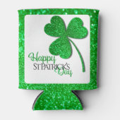 Green Glitter Shamrock Happy St Patrick's Day Blikjeskoeler (Voorkant)