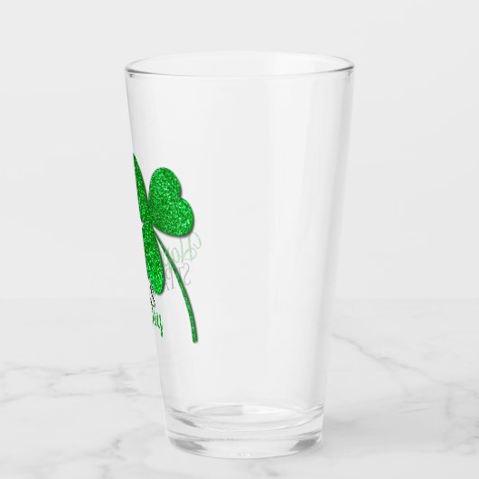 Green Glitter Shamrock Happy St Patrick's Day Glas (Links)