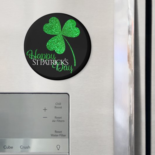 Green Glitter Shamrock Happy St Patrick's Day T-S Magneet (Insitu (Koelkast))