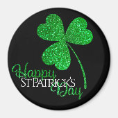 Green Glitter Shamrock Happy St Patrick's Day T-S Magneet (Voorkant)