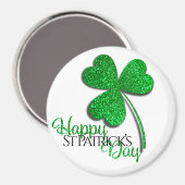 Green Glitter Shamrock Happy St Patrick's Day T-S Magneet (Voorkant / Achterkant)