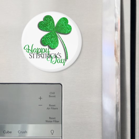 Green Glitter Shamrock Happy St Patrick's Day T-S Magneet (Insitu (Koelkast))