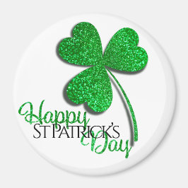 Green Glitter Shamrock Happy St Patrick's Day T-S Magneet