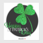 Green Glitter Shamrock Happy St Patrick's Day T-S Sticker (Vel)
