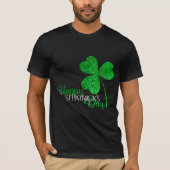 Green Glitter Shamrock Happy St Patrick's Day T-shirt (Voorkant)
