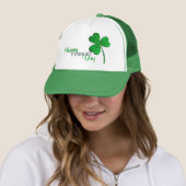 Green Glitter Shamrock Happy St Patrick's Day Trucker Pet (In situ)