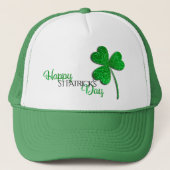 Green Glitter Shamrock Happy St Patrick's Day Trucker Pet (Voorkant)