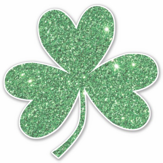 Green Glitter Shamrock Kiss-Cut Sticker (Voorkant)