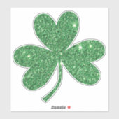 Green Glitter Shamrock Kiss-Cut Sticker (Vel)