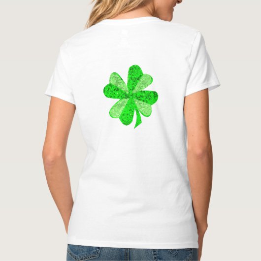Green glitter shamrock St Patrick I'm not Irish T-shirt (Achterkant)