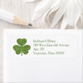 Green Glitter Shamrock St Patricks Day Etiket (Insitu)