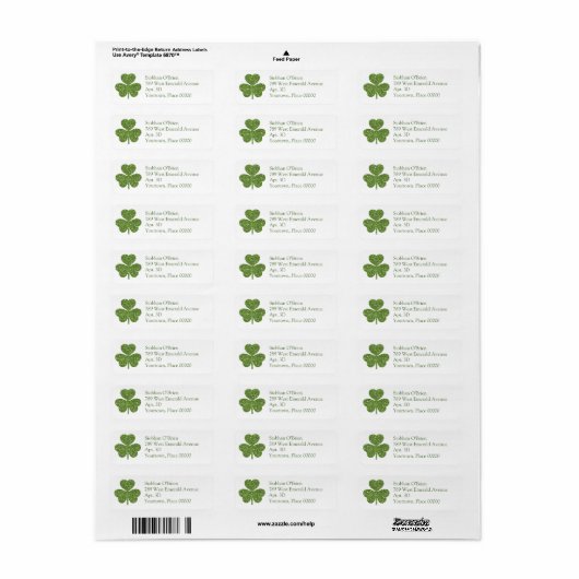 Green Glitter Shamrock St Patricks Day Etiket (Full Sheet)
