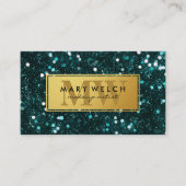 Green Glitter Shimmer | Goud Lijst Afsprakenkaartje (Voorkant)