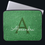 Green Glitter & Sparkle Monogram Iers Laptop Sleeve<br><div class="desc">Green Faux Glitter en Sparkle Elegant Birthday of St. Patrick's Day Laptop Hoesje. Dit Irish Green Laptop hoesje kan worden aangepast om uw initiaal en voornaam op te nemen.</div>