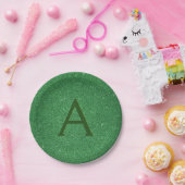 Green Glitter & Sparkle Monogram Iers Papieren Bordje (Feest)