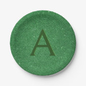 Green Glitter & Sparkle Monogram Iers Papieren Bordje (Voorkant)