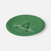 Green Glitter & Sparkle Monogram Iers Papieren Bordje (Gekanteld)