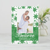 Green Glitter Stars kerstfoto Feestdagenkaart (Staand voorkant)