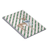 Green Glitter Stripes Blue White Bow Deer  Notitieboek (Rechterzijde)