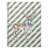 Green Glitter Stripes Blue White Bow Deer  Notitieboek (Voorkant)