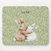 Green Glitter Sweet Brown Cream White Bunny Hugs Muismat (Voorkant)