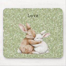 Green Glitter Sweet Brown Cream White Bunny Hugs Muismat
