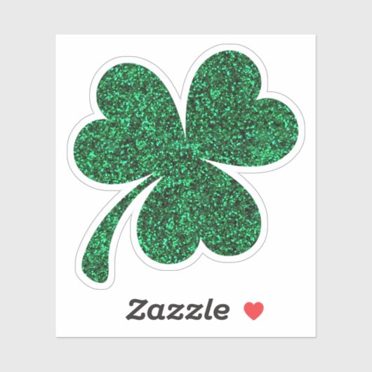 Green glitter three leaf clover sticker (Vel)