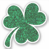 Green glitter three leaf clover sticker (Voorkant)