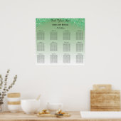 Green Glitter Verjaardag Alfabetisch Zitplan Poster (Keuken)