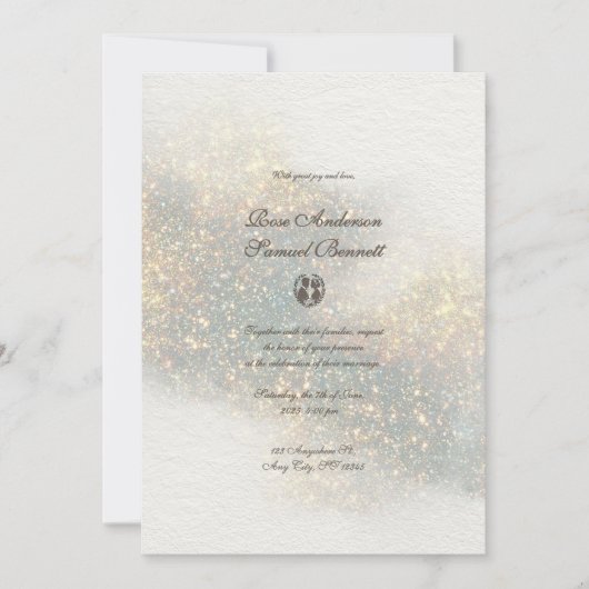 Green Glitter Waterverf Vormen bruiloft Kaart (Voorkant)