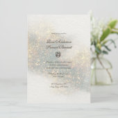 Green Glitter Waterverf Vormen bruiloft Kaart (Staand voorkant)