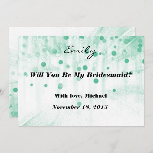 Green Glitter Zal je mijn Bridesmaid-uitnodiging z Kaart (Voorkant / Achterkant)
