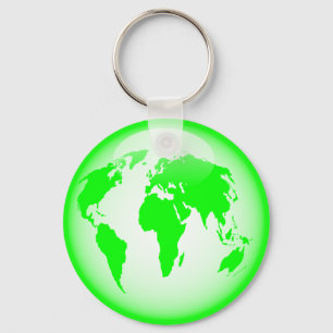 Green Glossy Wereldbol Sleutelhanger