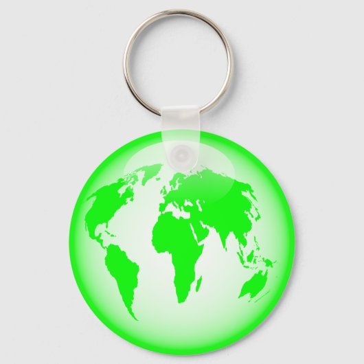 Green Glossy Wereldbol Sleutelhanger (Voorkant)